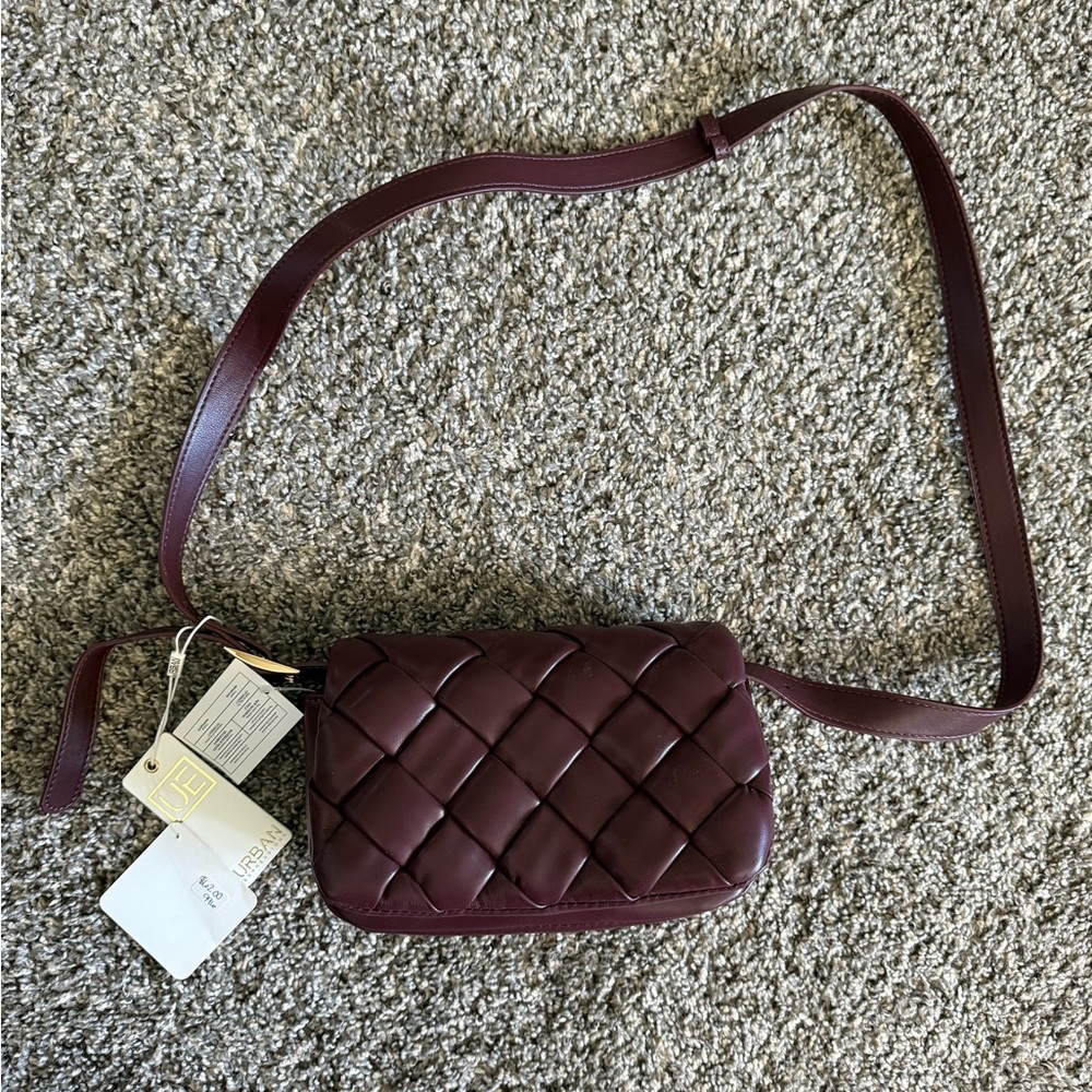 Urban Expressions Woven Maroon Crossbody Bag